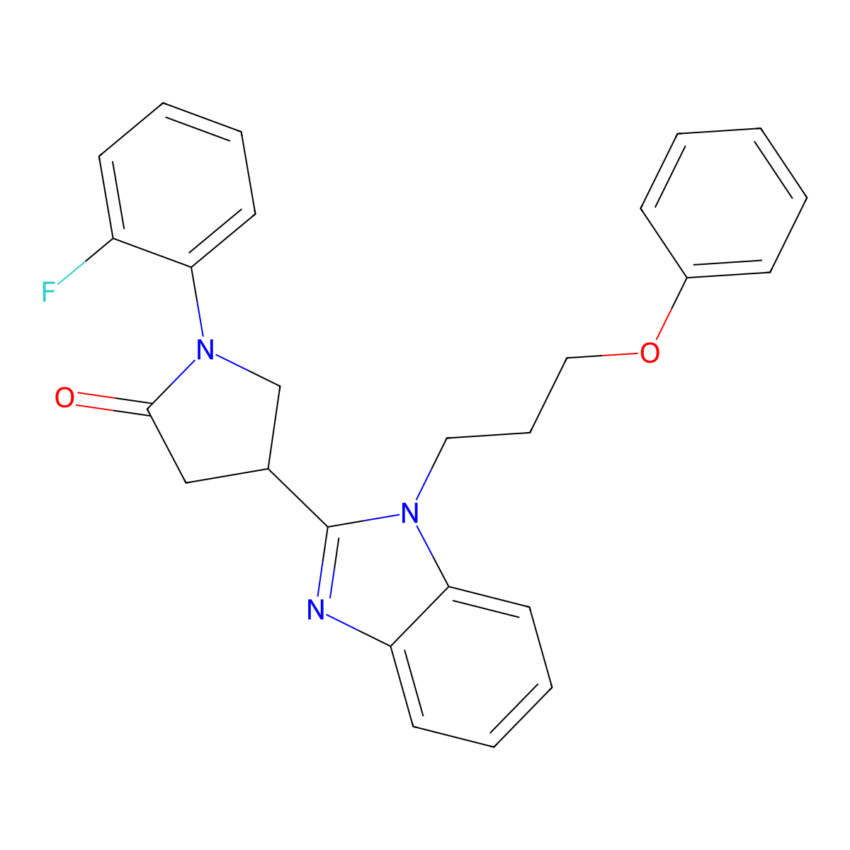 1-(2-fluorophenyl)-4-(1-(3-phenoxypropyl)-1H-benzo[d]imidazol-2-yl)pyrrolidin-2-one molecular structure, CAS 847396-12-7