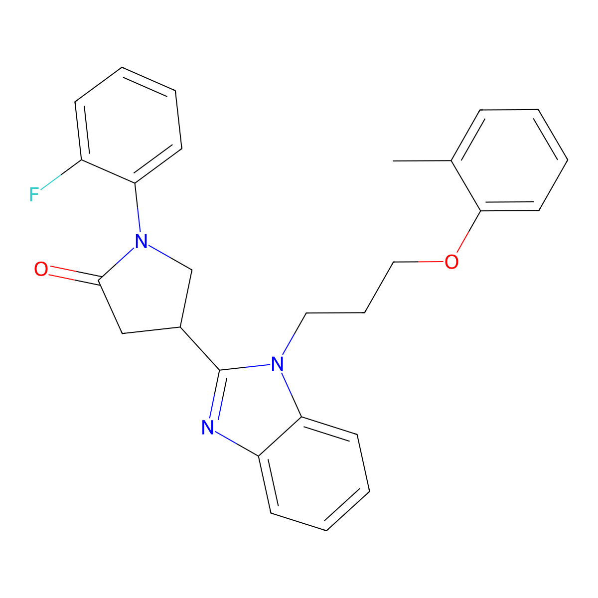 1-(2-fluorophenyl)-4-(1-(3-(o-tolyloxy)propyl)-1H-benzo[d]imidazol-2-yl)pyrrolidin-2-one molecular structure, CAS 847396-13-8