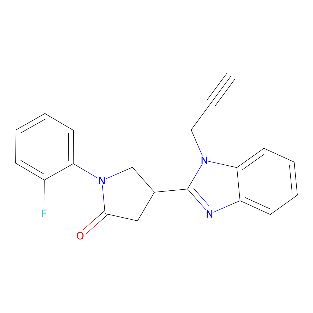 1-(2-fluorophenyl)-4-(1-(prop-2-yn-1-yl)-1H-benzo[d]imidazol-2-yl)pyrrolidin-2-one molecular structure, CAS 847396-20-7