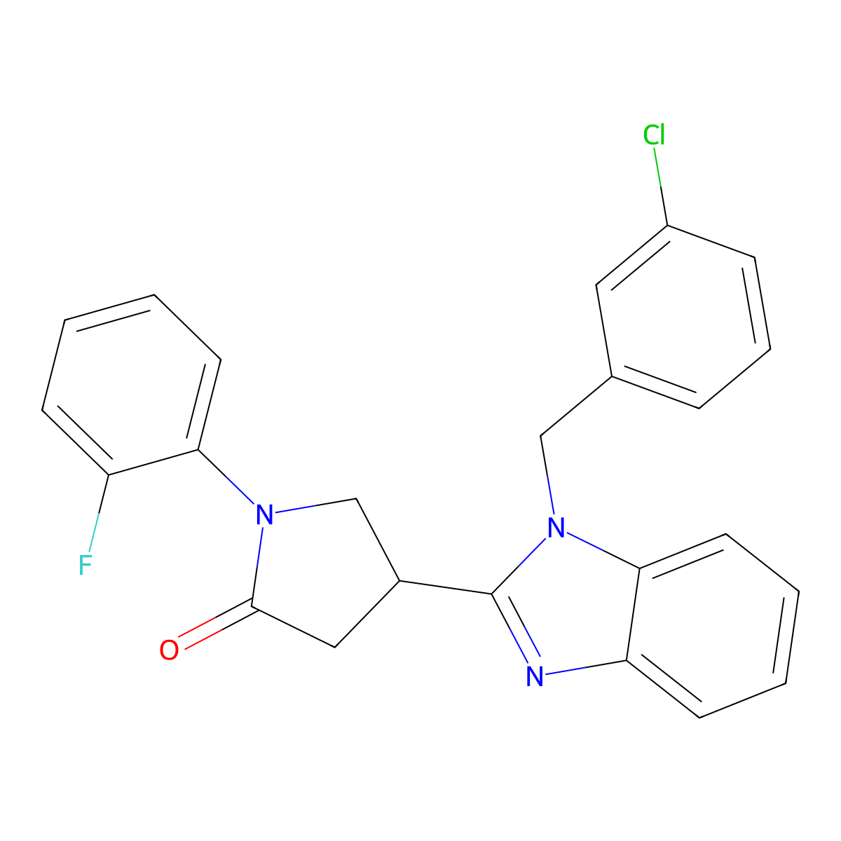 4-[1-[(3-Chlorophenyl)methyl]benzimidazol-2-yl]-1-(2-fluorophenyl)pyrrolidin-2-one molecular structure, CAS 847396-21-8