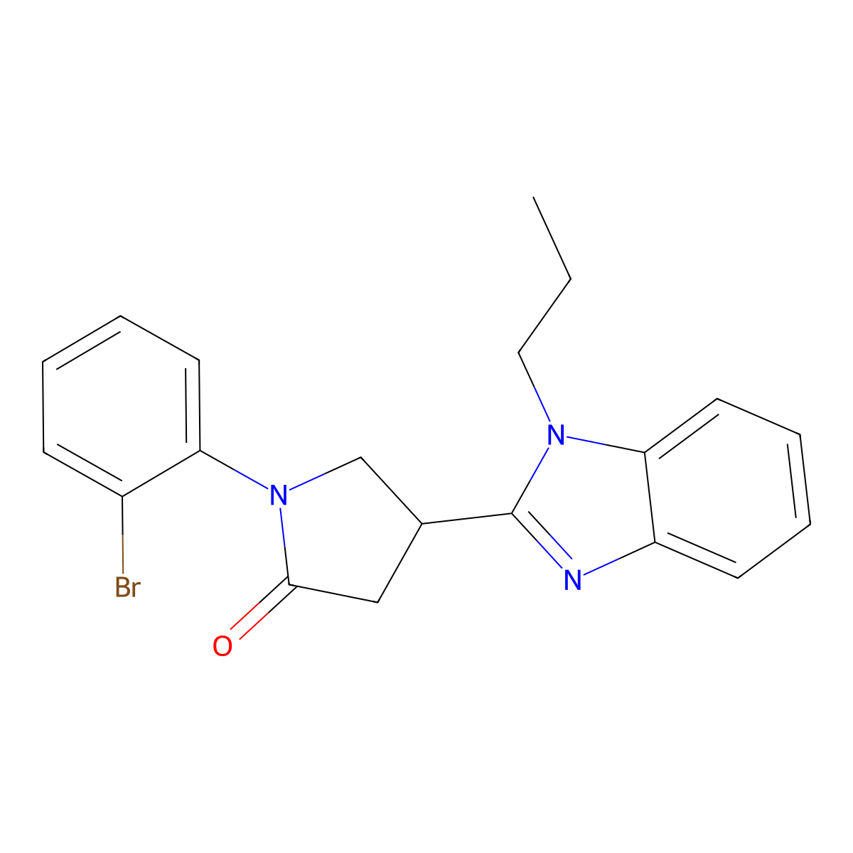 1-(2-bromophenyl)-4-(1-propyl-1H-1,3-benzodiazol-2-yl)pyrrolidin-2-one molecular structure, CAS 847396-22-9