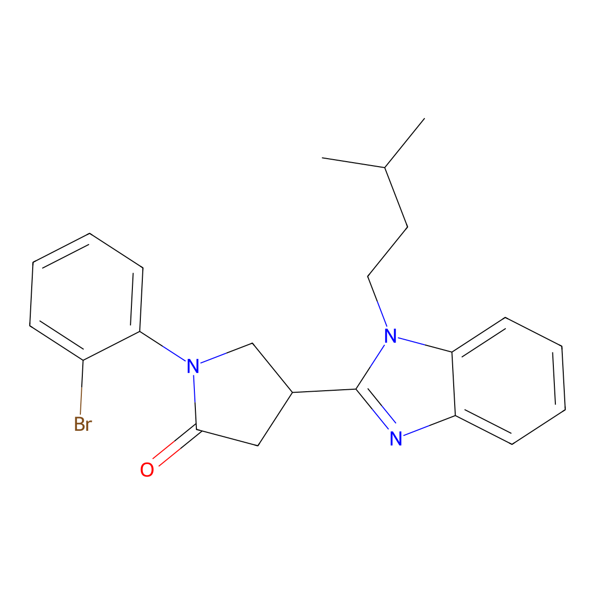 1-(2-bromophenyl)-4-(1-isopentyl-1H-benzo[d]imidazol-2-yl)pyrrolidin-2-one molecular structure, CAS 847396-25-2