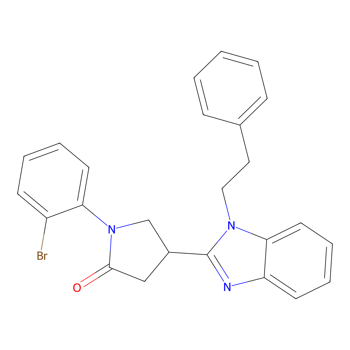 1-(2-bromophenyl)-4-(1-phenethyl-1H-benzo[d]imidazol-2-yl)pyrrolidin-2-one molecular structure, CAS 847396-26-3