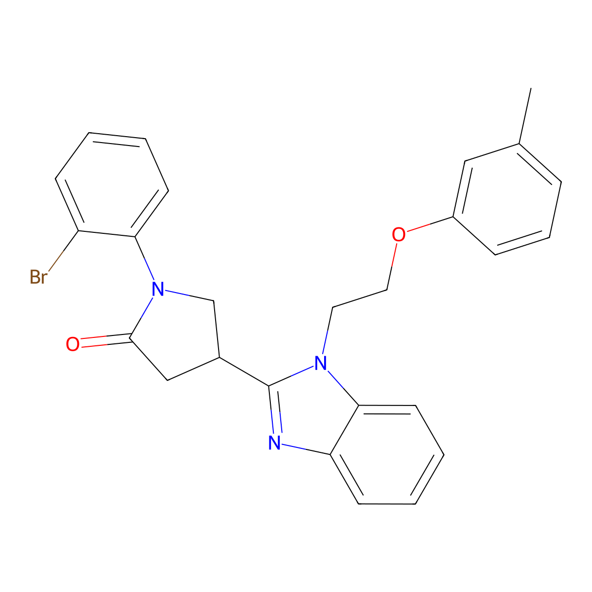 1-(2-bromophenyl)-4-{1-[2-(3-methylphenoxy)ethyl]-1H-1,3-benzodiazol-2-yl}pyrrolidin-2-one molecular structure, CAS 847396-30-9