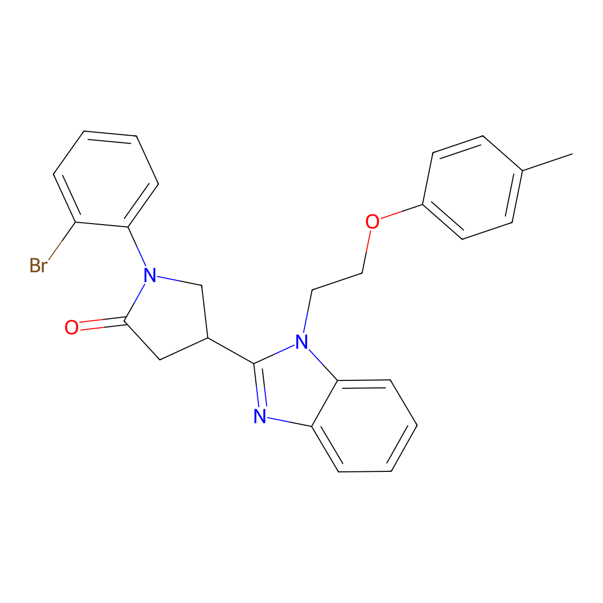 1-(2-bromophenyl)-4-(1-(2-(p-tolyloxy)ethyl)-1H-benzo[d]imidazol-2-yl)pyrrolidin-2-one molecular structure, CAS 847396-31-0