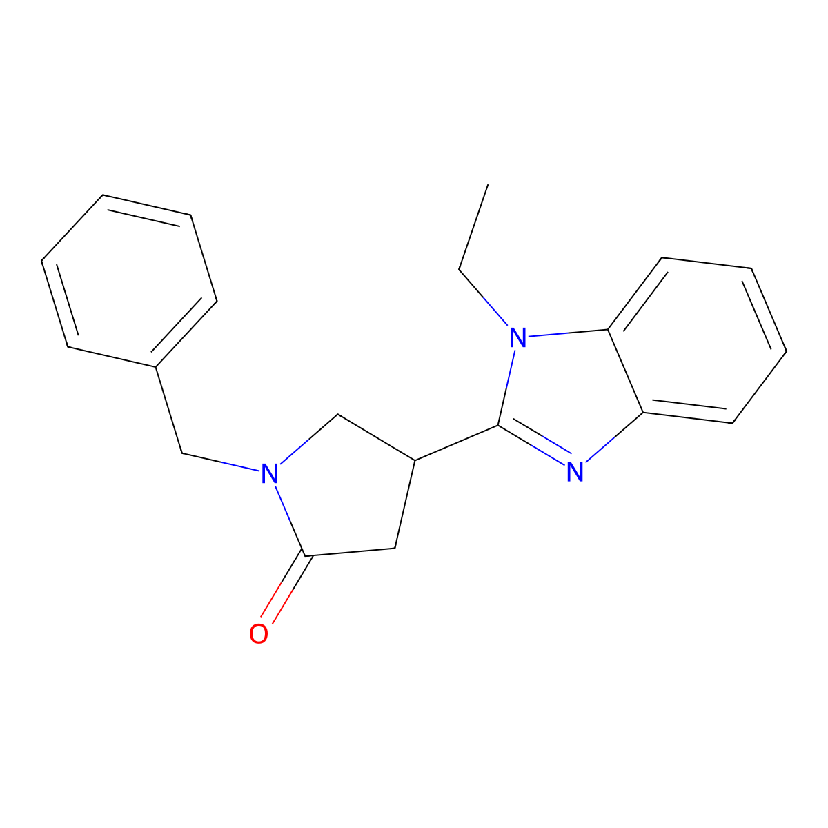 1-benzyl-4-(1-ethyl-1H-1,3-benzodiazol-2-yl)pyrrolidin-2-one molecular structure, CAS 847396-34-3