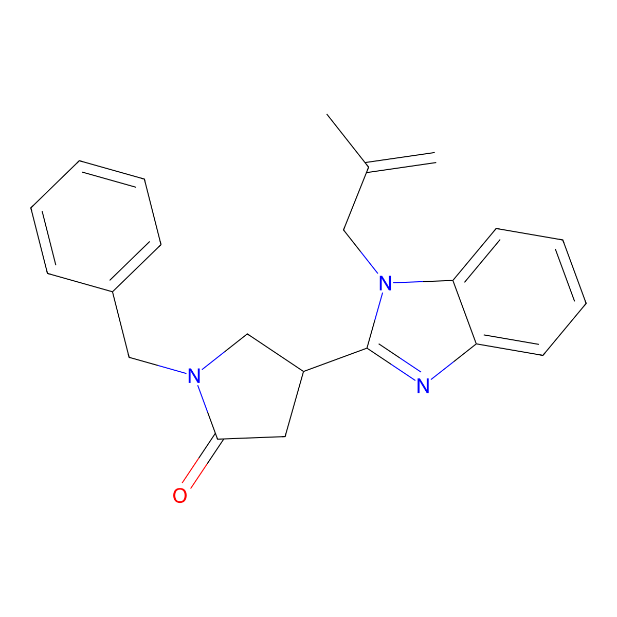 1-benzyl-4-(1-(2-methylallyl)-1H-benzo[d]imidazol-2-yl)pyrrolidin-2-one molecular structure, CAS 847396-37-6