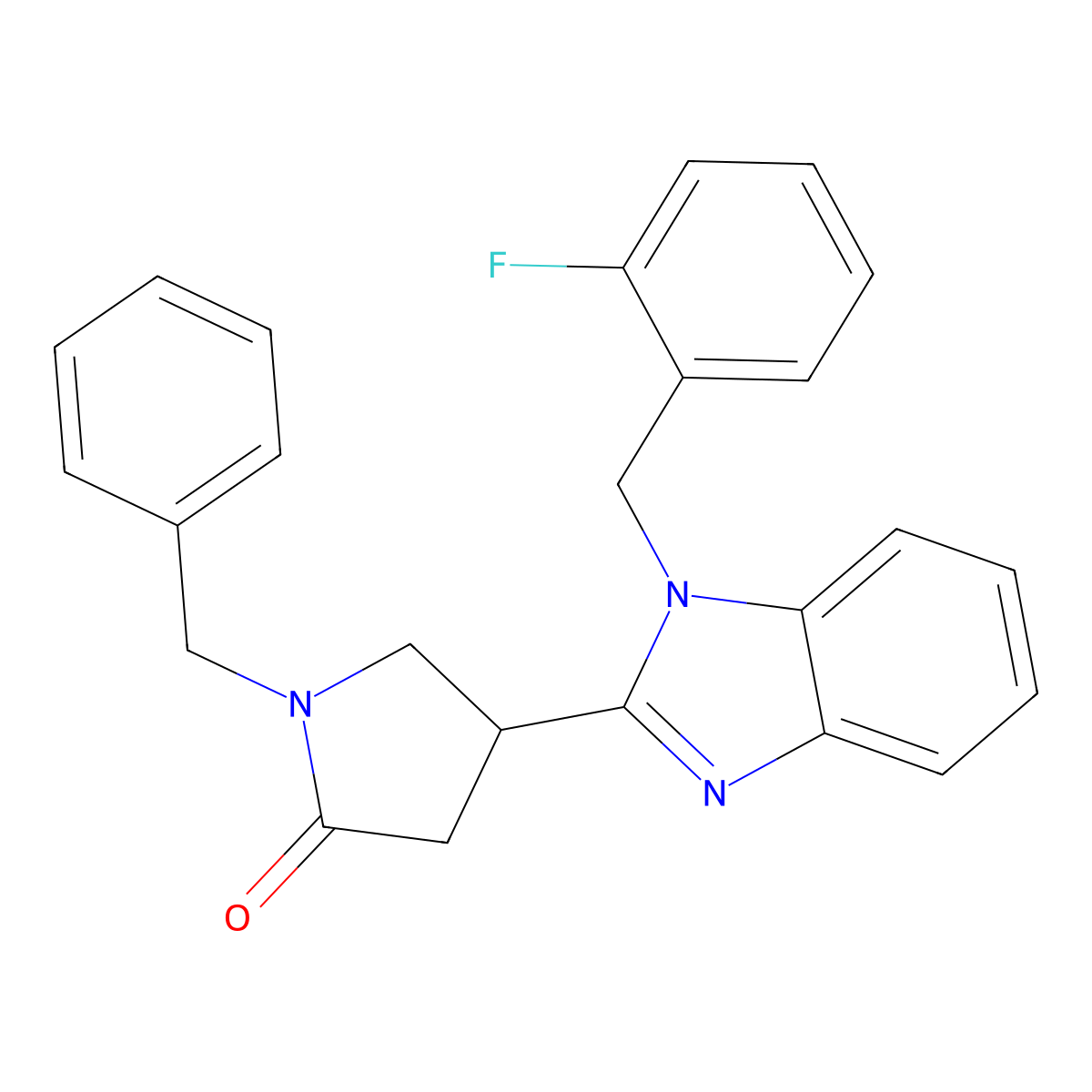 1-benzyl-4-(1-(2-fluorobenzyl)-1H-benzo[d]imidazol-2-yl)pyrrolidin-2-one molecular structure, CAS 847396-42-3