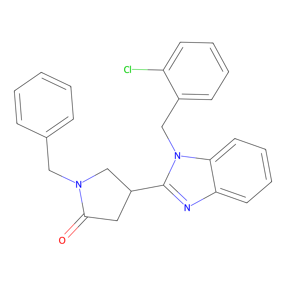 4-{1-[(2-Chlorophenyl)methyl]benzimidazol-2-yl}-1-benzylpyrrolidin-2-one molecular structure, CAS 847396-43-4