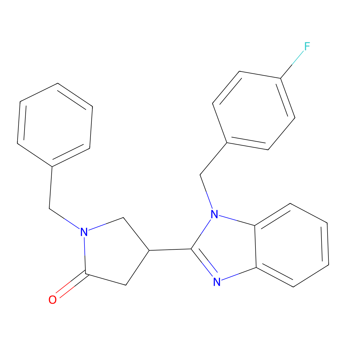 1-Benzyl-4-[1-[(4-fluorophenyl)methyl]benzimidazol-2-yl]pyrrolidin-2-one molecular structure, CAS 847396-45-6