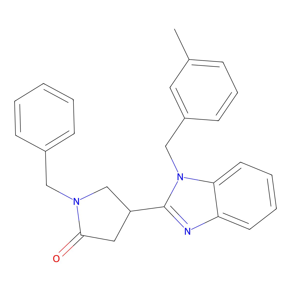 1-Benzyl-4-[1-[(3-methylphenyl)methyl]benzimidazol-2-yl]pyrrolidin-2-one molecular structure, CAS 847396-48-9