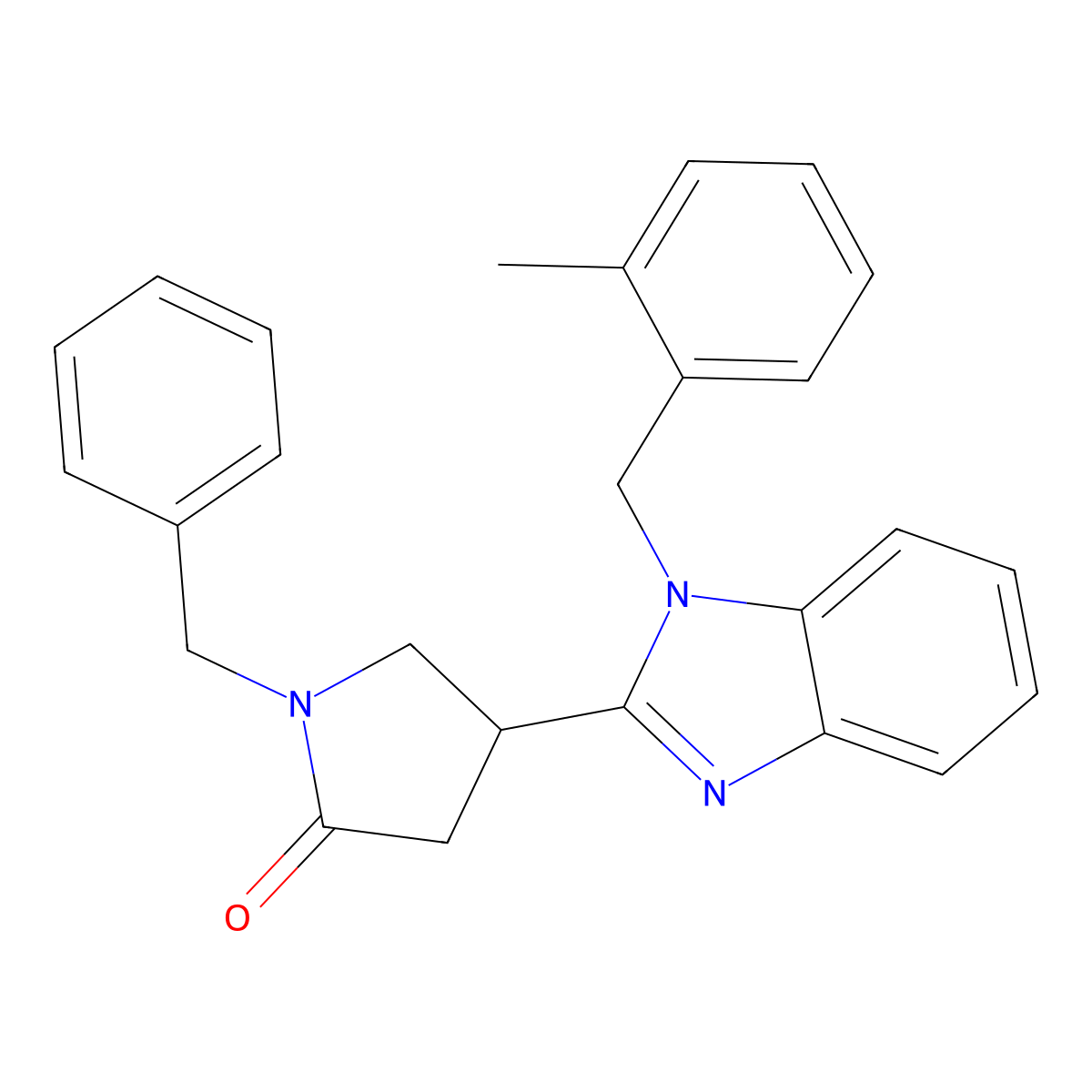 1-Benzyl-4-[1-[(2-methylphenyl)methyl]benzimidazol-2-yl]pyrrolidin-2-one molecular structure, CAS 847396-49-0