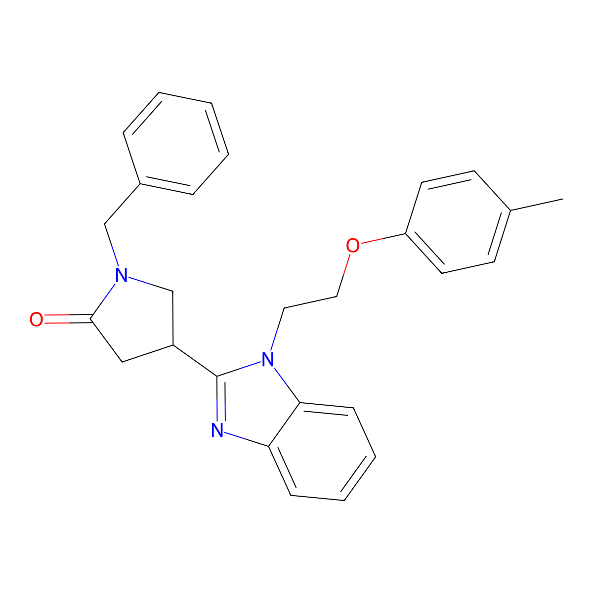 1-benzyl-4-{1-[2-(4-methylphenoxy)ethyl]-1H-1,3-benzodiazol-2-yl}pyrrolidin-2-one molecular structure, CAS 847396-56-9