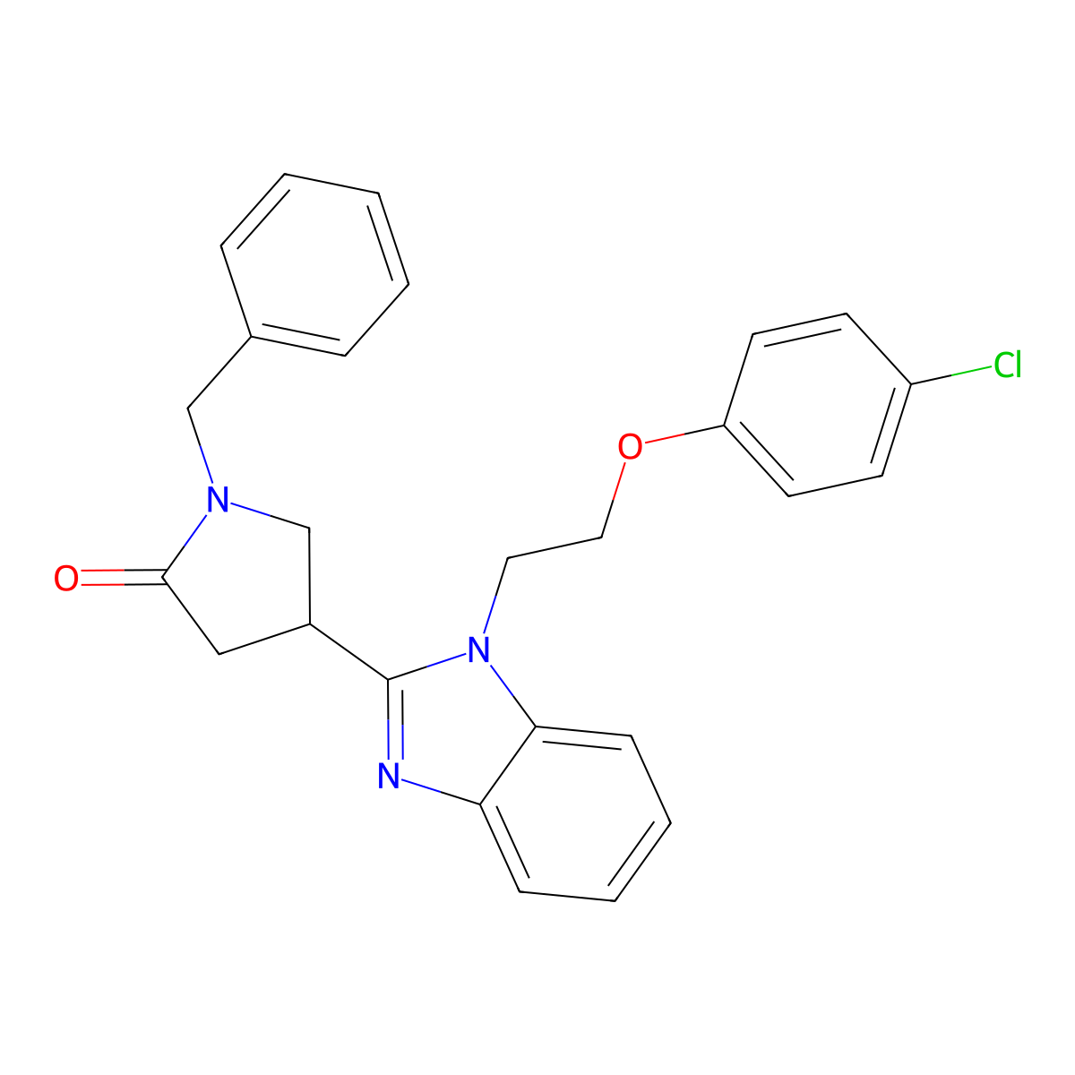 1-benzyl-4-{1-[2-(4-chlorophenoxy)ethyl]-1H-1,3-benzodiazol-2-yl}pyrrolidin-2-one molecular structure, CAS 847396-57-0