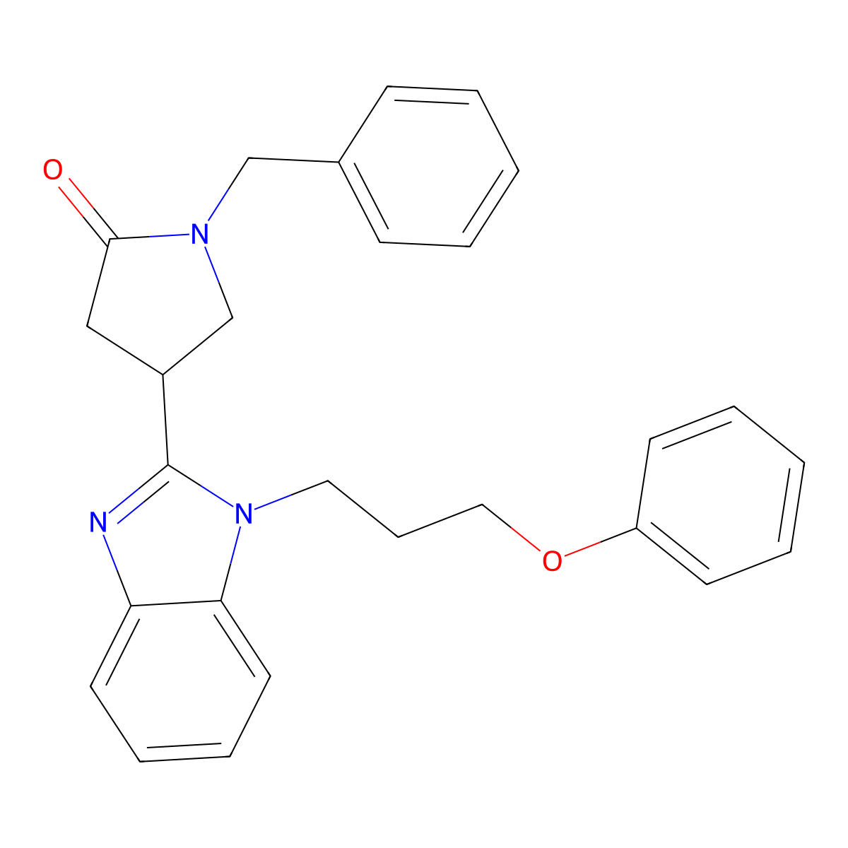 1-benzyl-4-[1-(3-phenoxypropyl)-1H-1,3-benzodiazol-2-yl]pyrrolidin-2-one molecular structure, CAS 847396-60-5