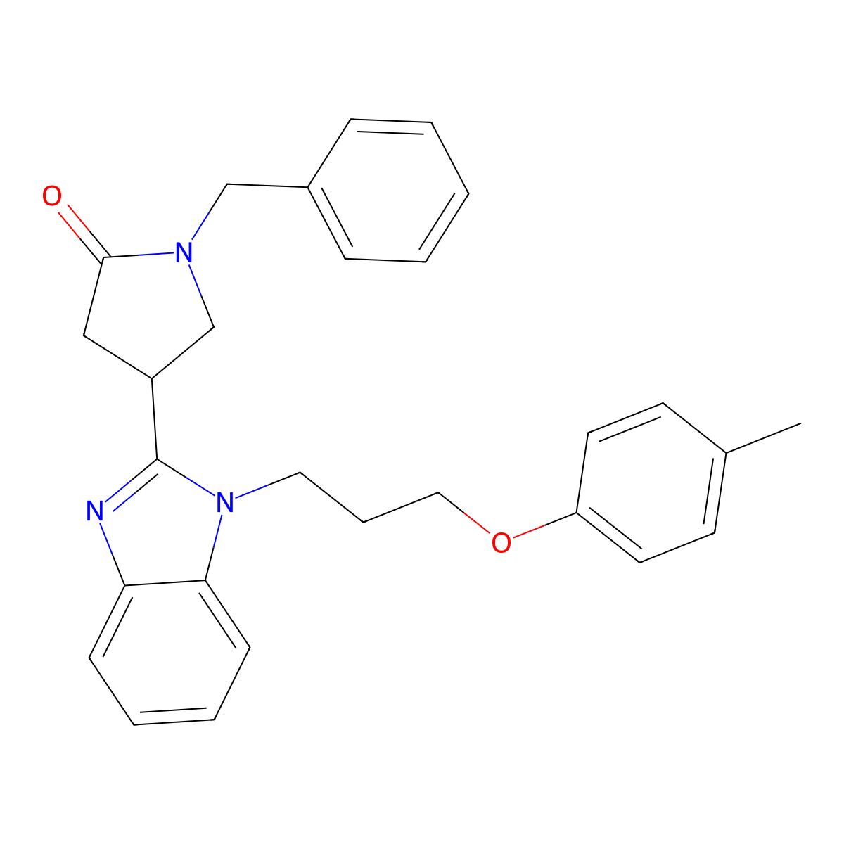 1-benzyl-4-{1-[3-(4-methylphenoxy)propyl]-1H-1,3-benzodiazol-2-yl}pyrrolidin-2-one molecular structure, CAS 847396-63-8