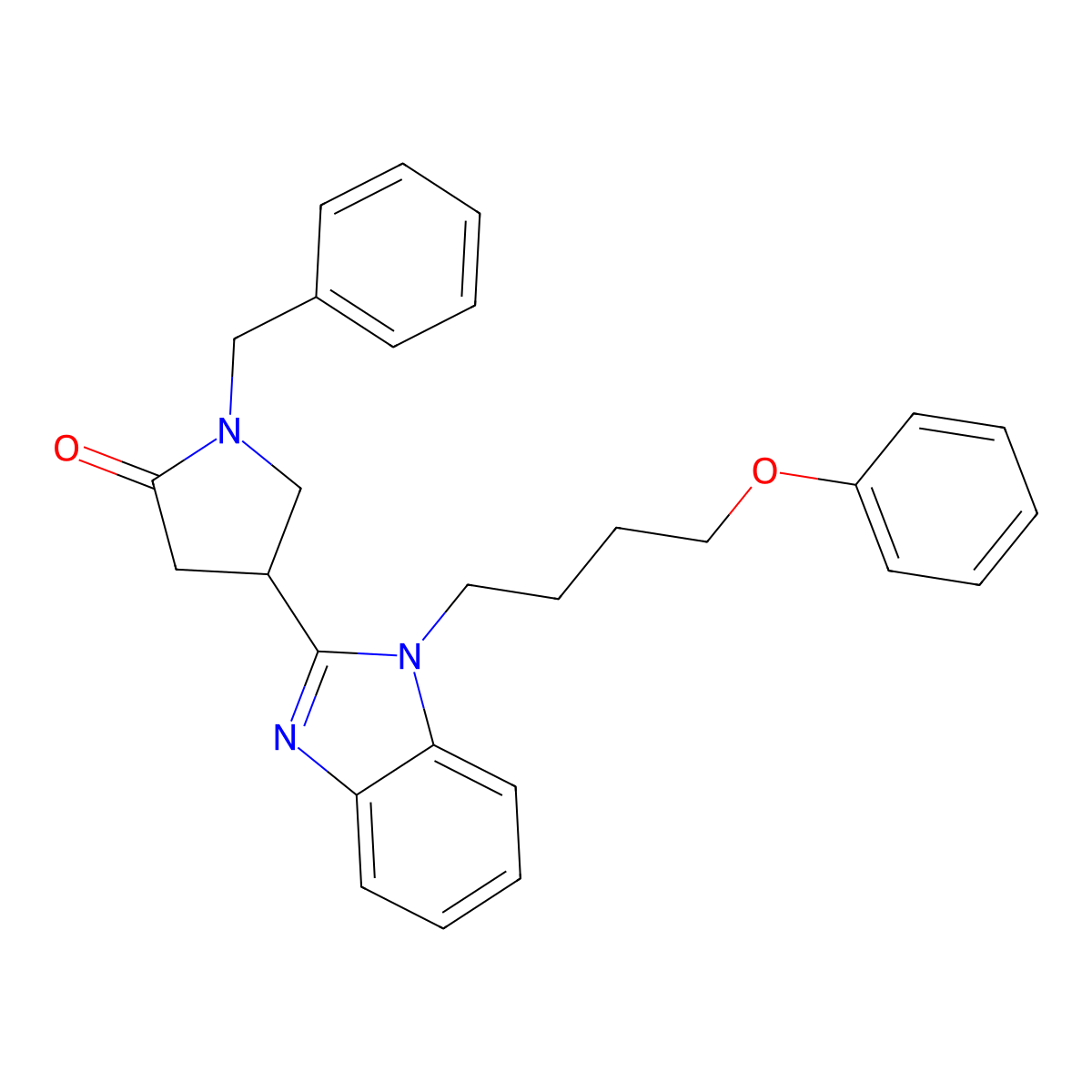 1-benzyl-4-[1-(4-phenoxybutyl)-1H-1,3-benzodiazol-2-yl]pyrrolidin-2-one molecular structure, CAS 847396-65-0