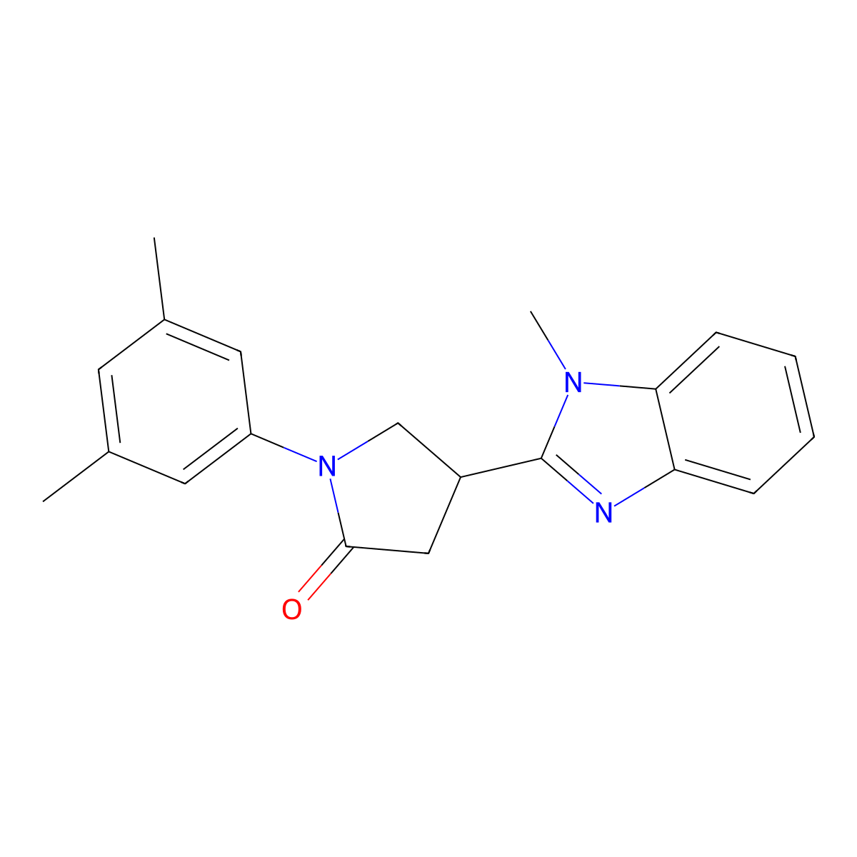 1-(3,5-Dimethylphenyl)-4-(1-methylbenzimidazol-2-yl)pyrrolidin-2-one molecular structure, CAS 847396-70-7
