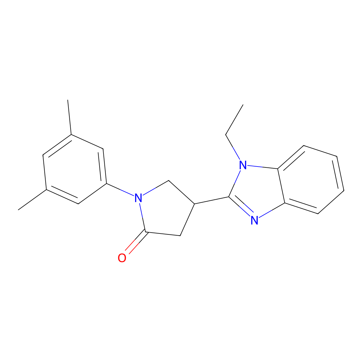 1-(3,5-Dimethylphenyl)-4-(1-ethyl-2-benzimidazolyl)-2-pyrrolidinone molecular structure, CAS 847396-71-8