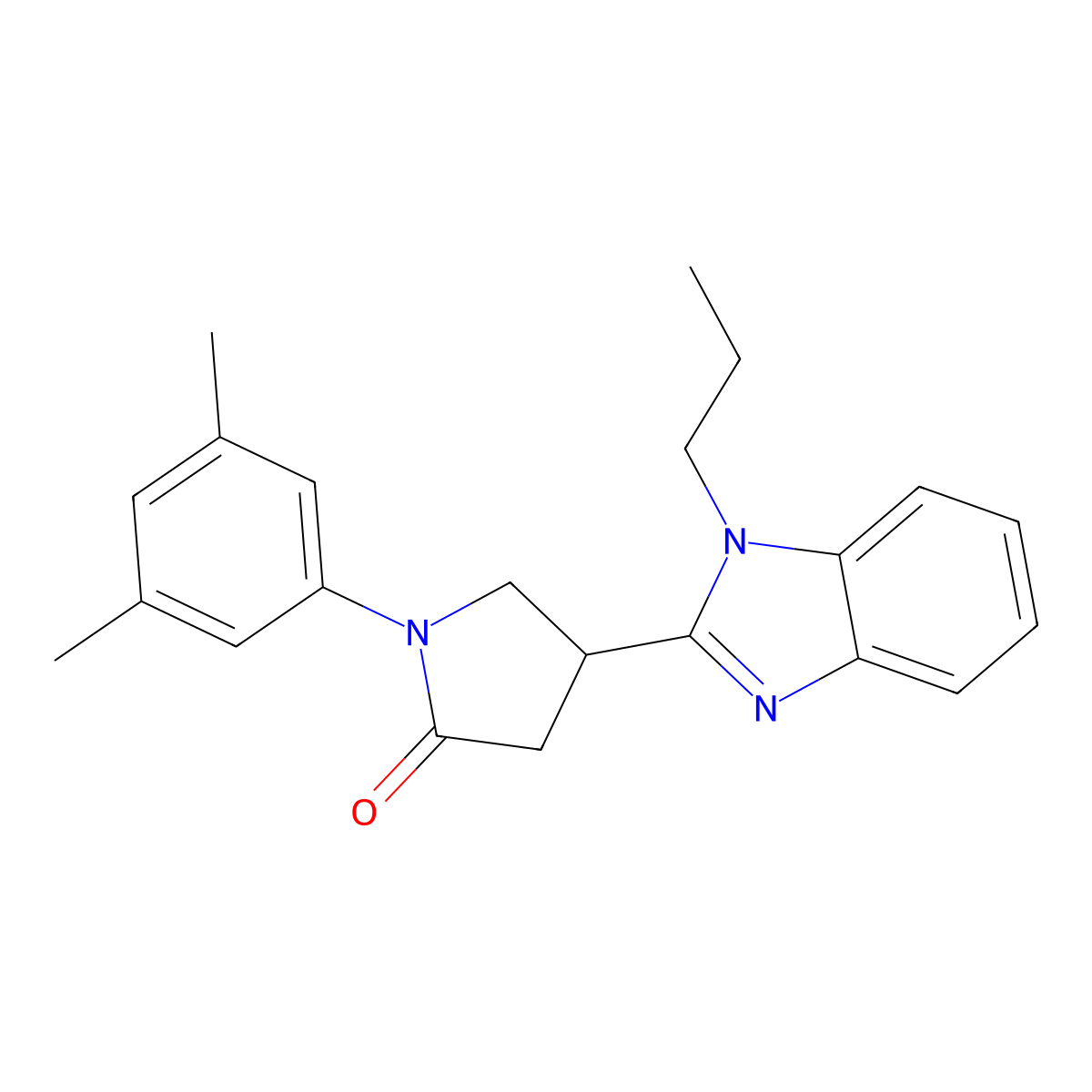 1-(3,5-Dimethylphenyl)-4-(1-propylbenzimidazol-2-yl)pyrrolidin-2-one molecular structure, CAS 847396-72-9