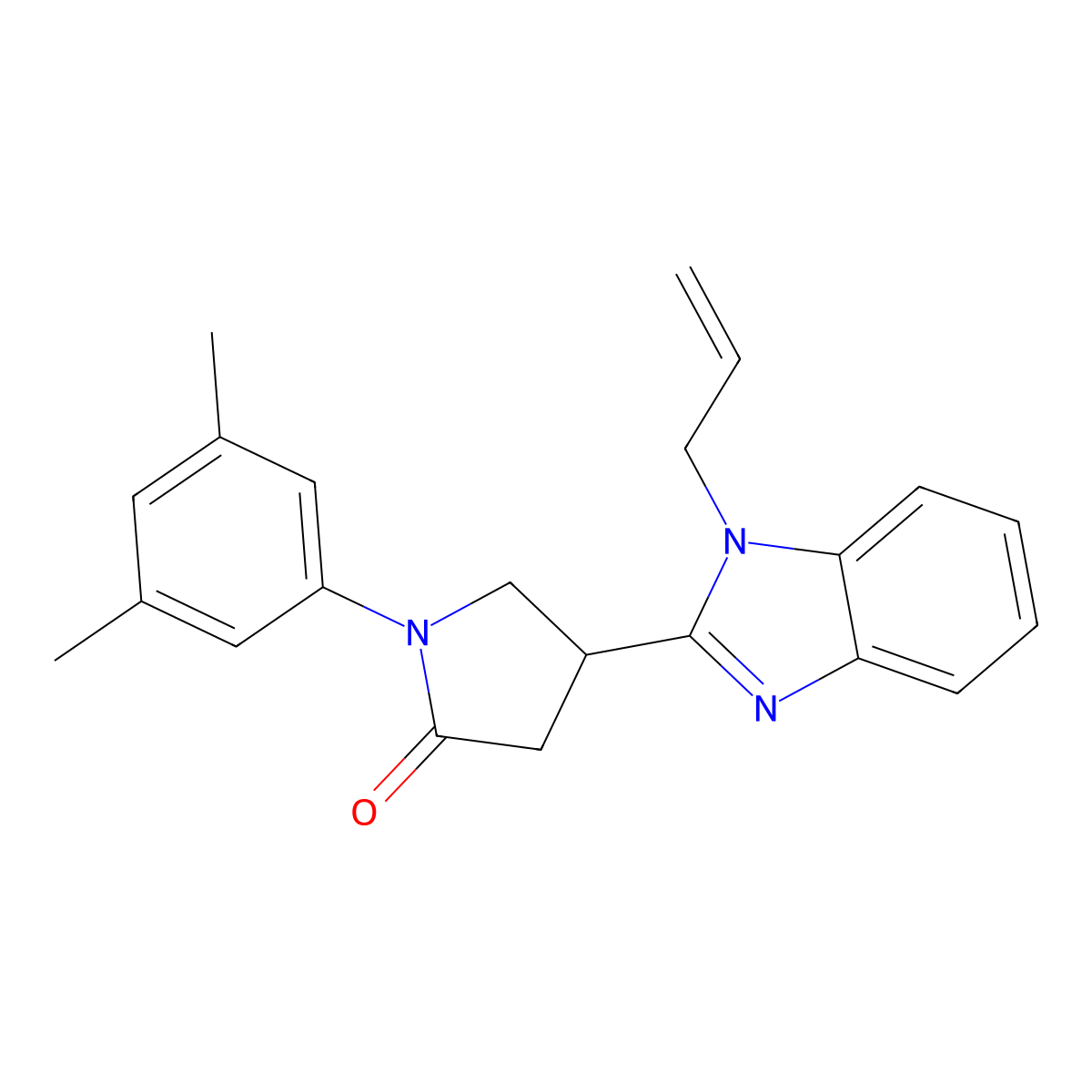 1-(3,5-Dimethylphenyl)-4-(1-prop-2-enylbenzimidazol-2-yl)pyrrolidin-2-one molecular structure, CAS 847396-74-1