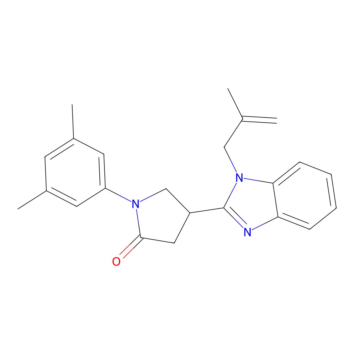 1-(3,5-dimethylphenyl)-4-(1-(2-methylallyl)-1H-benzo[d]imidazol-2-yl)pyrrolidin-2-one molecular structure, CAS 847397-03-9
