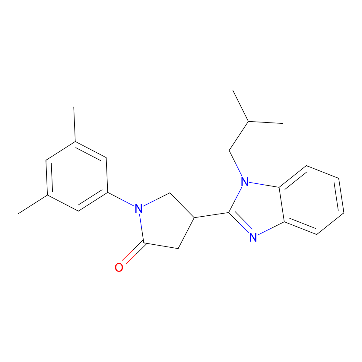 1-(3,5-dimethylphenyl)-4-(1-isobutyl-1H-benzo[d]imidazol-2-yl)pyrrolidin-2-one molecular structure, CAS 847397-04-0