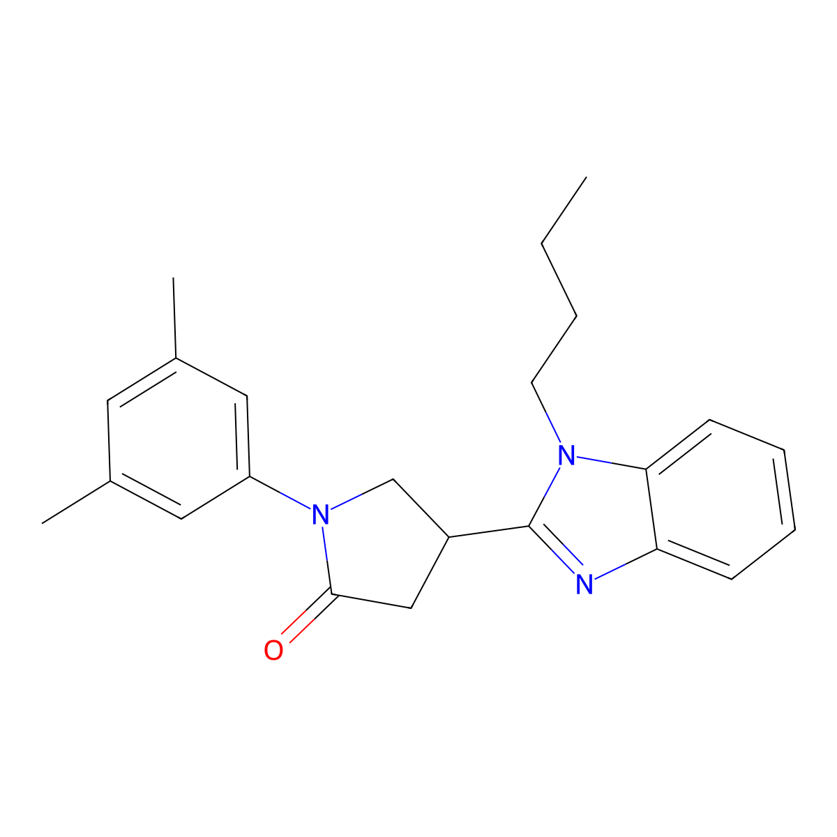 4-(1-Butylbenzimidazol-2-yl)-1-(3,5-dimethylphenyl)pyrrolidin-2-one molecular structure, CAS 847397-05-1
