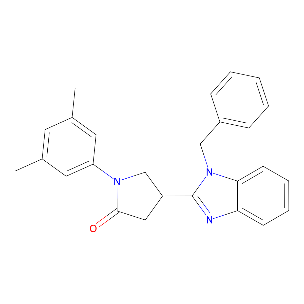 4-(1-benzyl-1H-1,3-benzodiazol-2-yl)-1-(3,5-dimethylphenyl)pyrrolidin-2-one molecular structure, CAS 847397-08-4