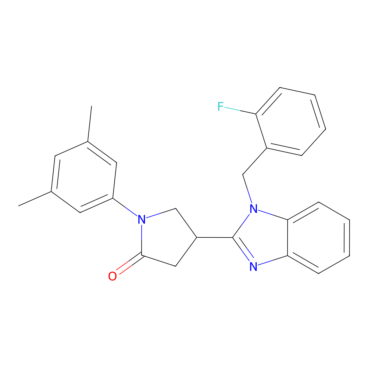 1-(3,5-Dimethylphenyl)-4-[1-[(2-fluorophenyl)methyl]benzimidazol-2-yl]pyrrolidin-2-one molecular structure, CAS 847397-09-5