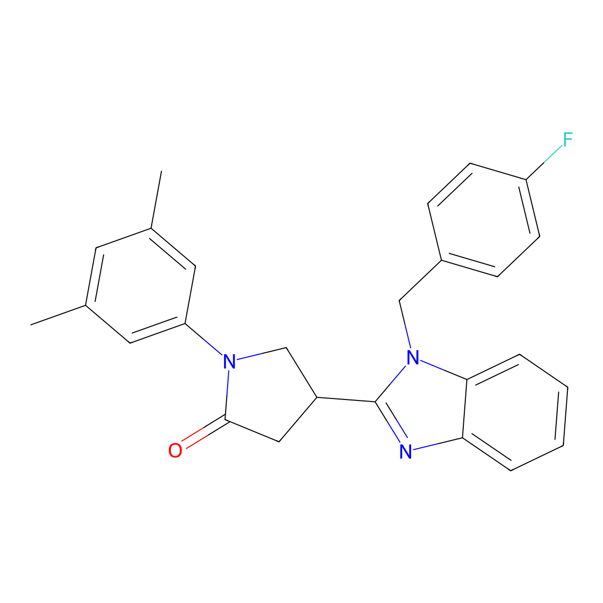 1-(3,5-dimethylphenyl)-4-(1-(4-fluorobenzyl)-1H-benzo[d]imidazol-2-yl)pyrrolidin-2-one molecular structure, CAS 847397-10-8