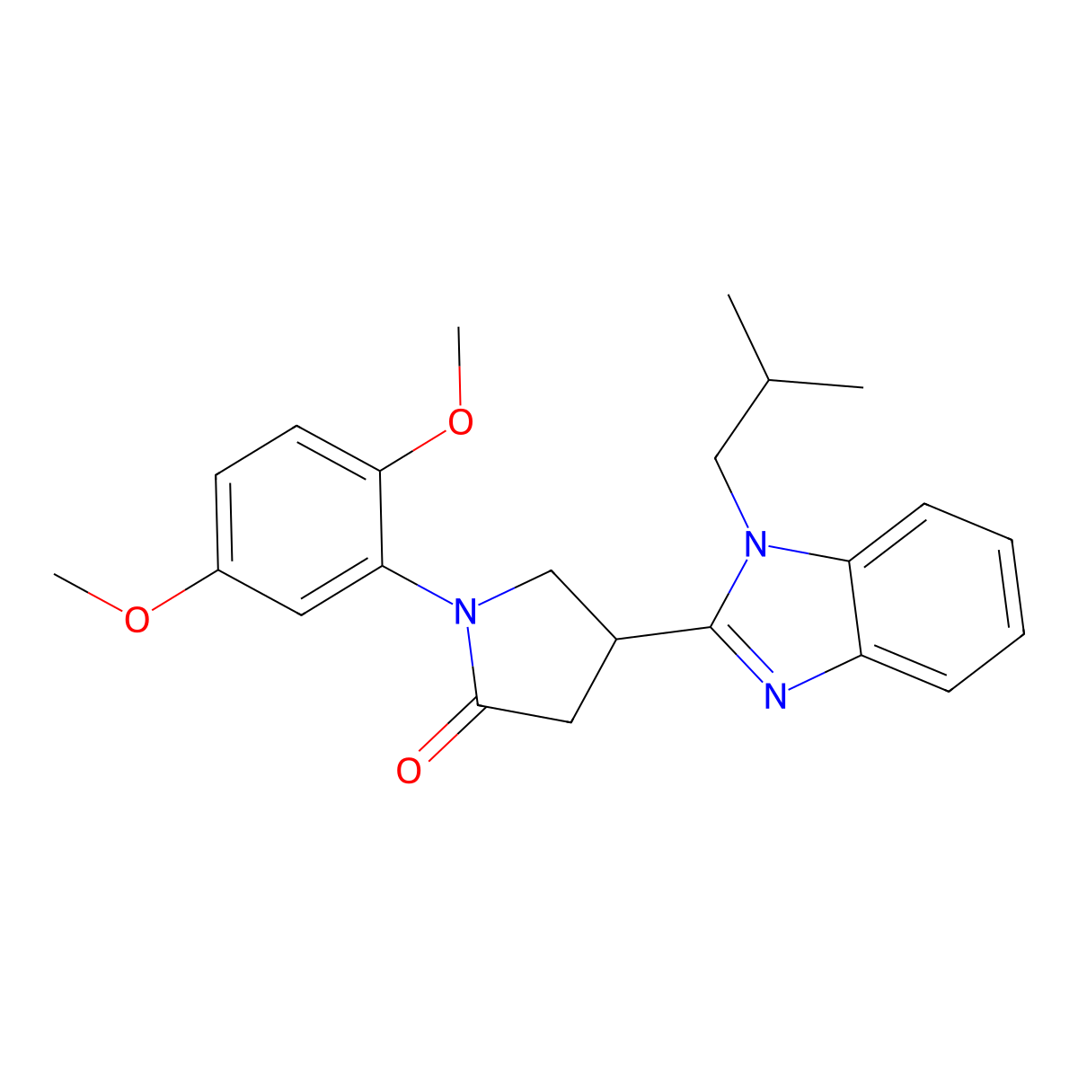1-(2,5-Dimethoxyphenyl)-4-[1-(2-methylpropyl)benzimidazol-2-yl]pyrrolidin-2-one molecular structure, CAS 847397-24-4
