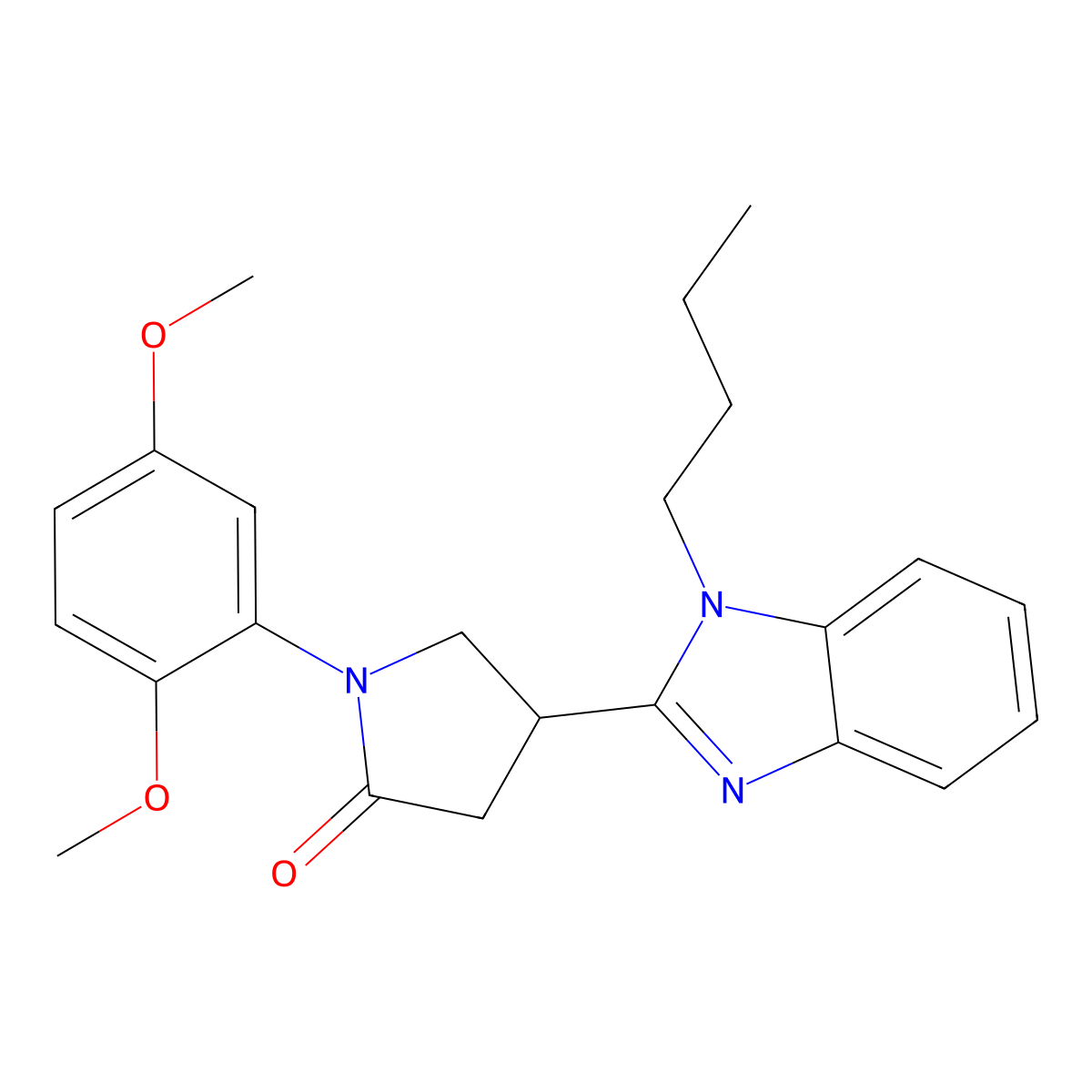 4-(1-Butylbenzimidazol-2-yl)-1-(2,5-dimethoxyphenyl)pyrrolidin-2-one molecular structure, CAS 847397-25-5