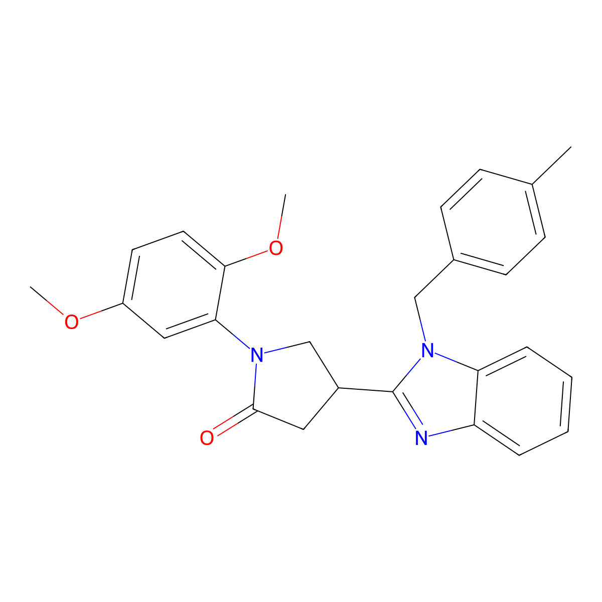 1-(2,5-Dimethoxyphenyl)-4-[1-[(4-methylphenyl)methyl]benzimidazol-2-yl]pyrrolidin-2-one molecular structure, CAS 847397-29-9