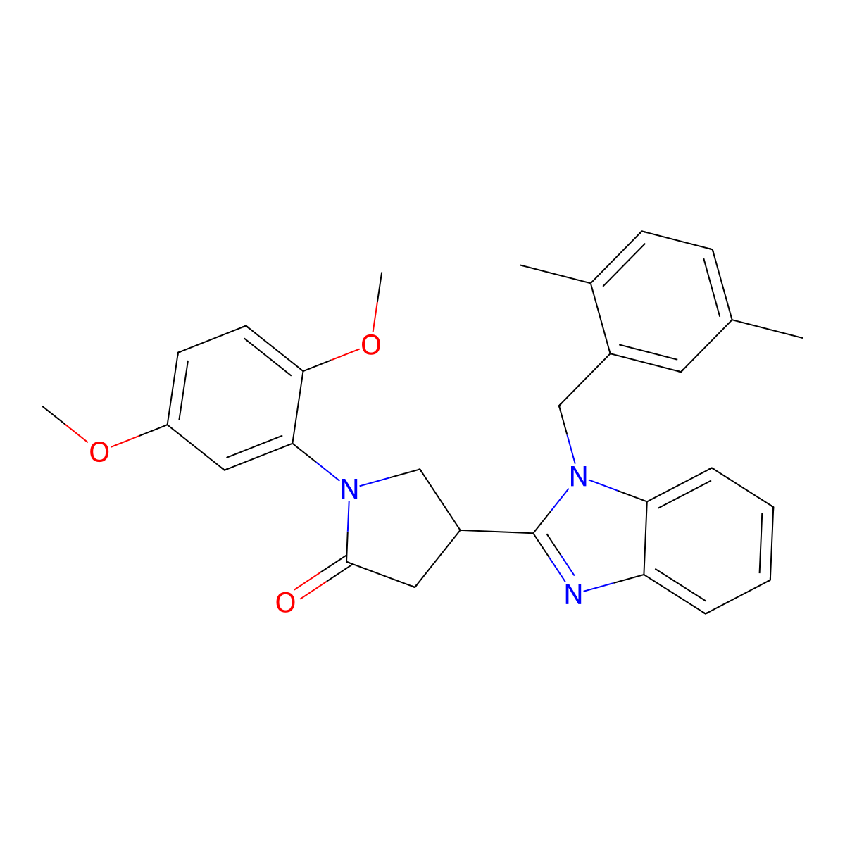 1-(2,5-Dimethoxyphenyl)-4-[1-[(2,5-dimethylphenyl)methyl]benzimidazol-2-yl]pyrrolidin-2-one molecular structure, CAS 847397-30-2