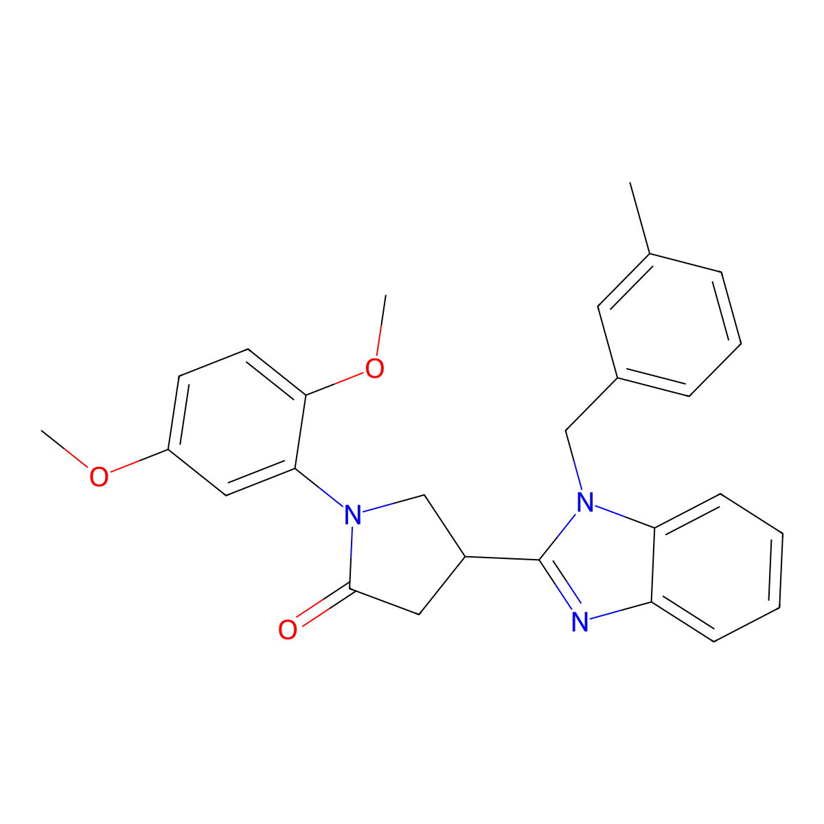 1-(2,5-Dimethoxyphenyl)-4-[1-[(3-methylphenyl)methyl]benzimidazol-2-yl]pyrrolidin-2-one molecular structure, CAS 847397-31-3