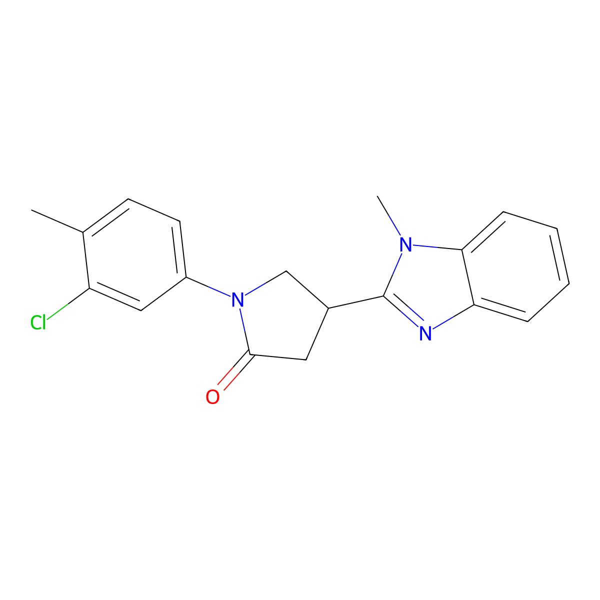 1-(3-Chloro-4-methylphenyl)-4-(1-methylbenzimidazol-2-yl)pyrrolidin-2-one molecular structure, CAS 847397-33-5