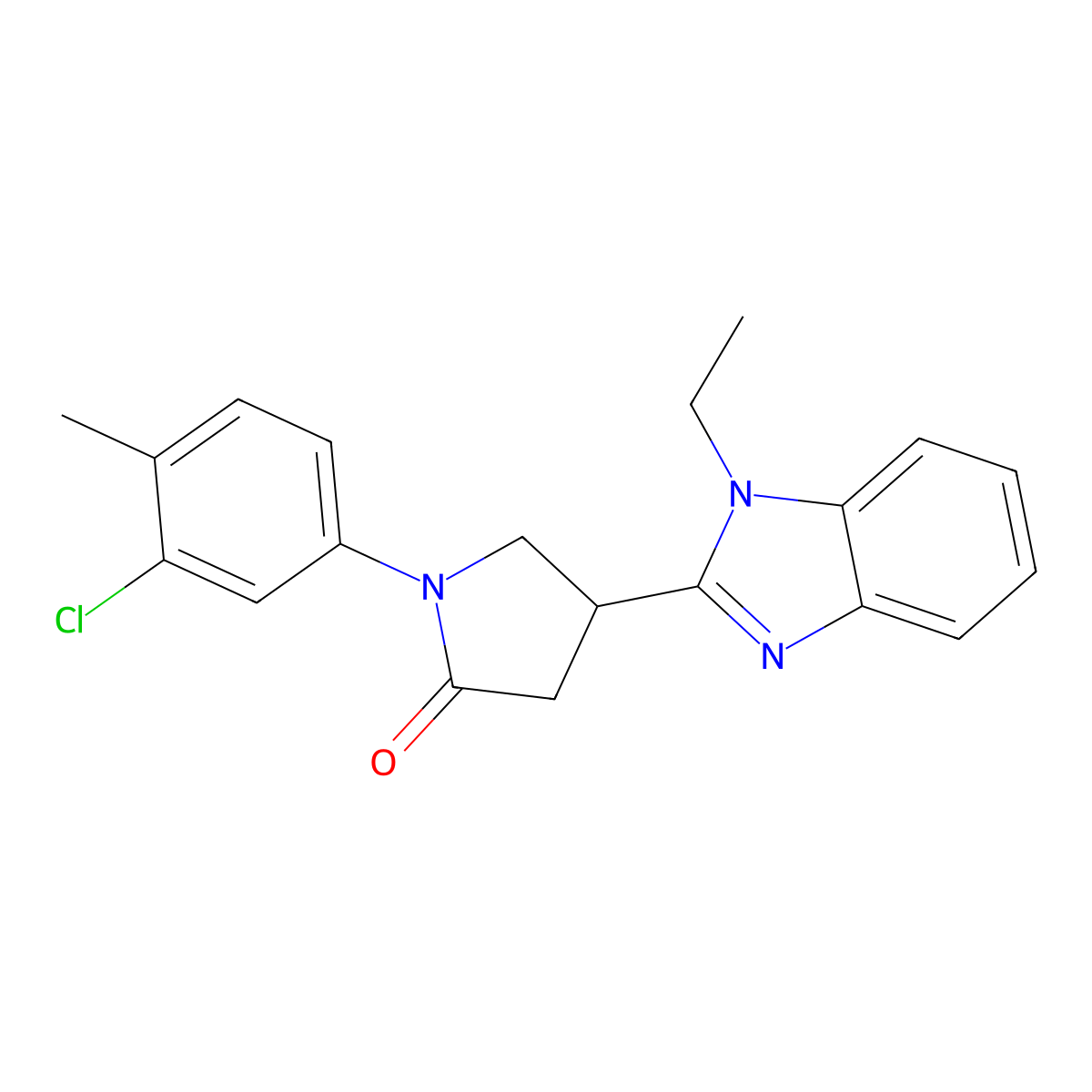 1-(3-chloro-4-methylphenyl)-4-(1-ethyl-1H-benzo[d]imidazol-2-yl)pyrrolidin-2-one molecular structure, CAS 847397-34-6