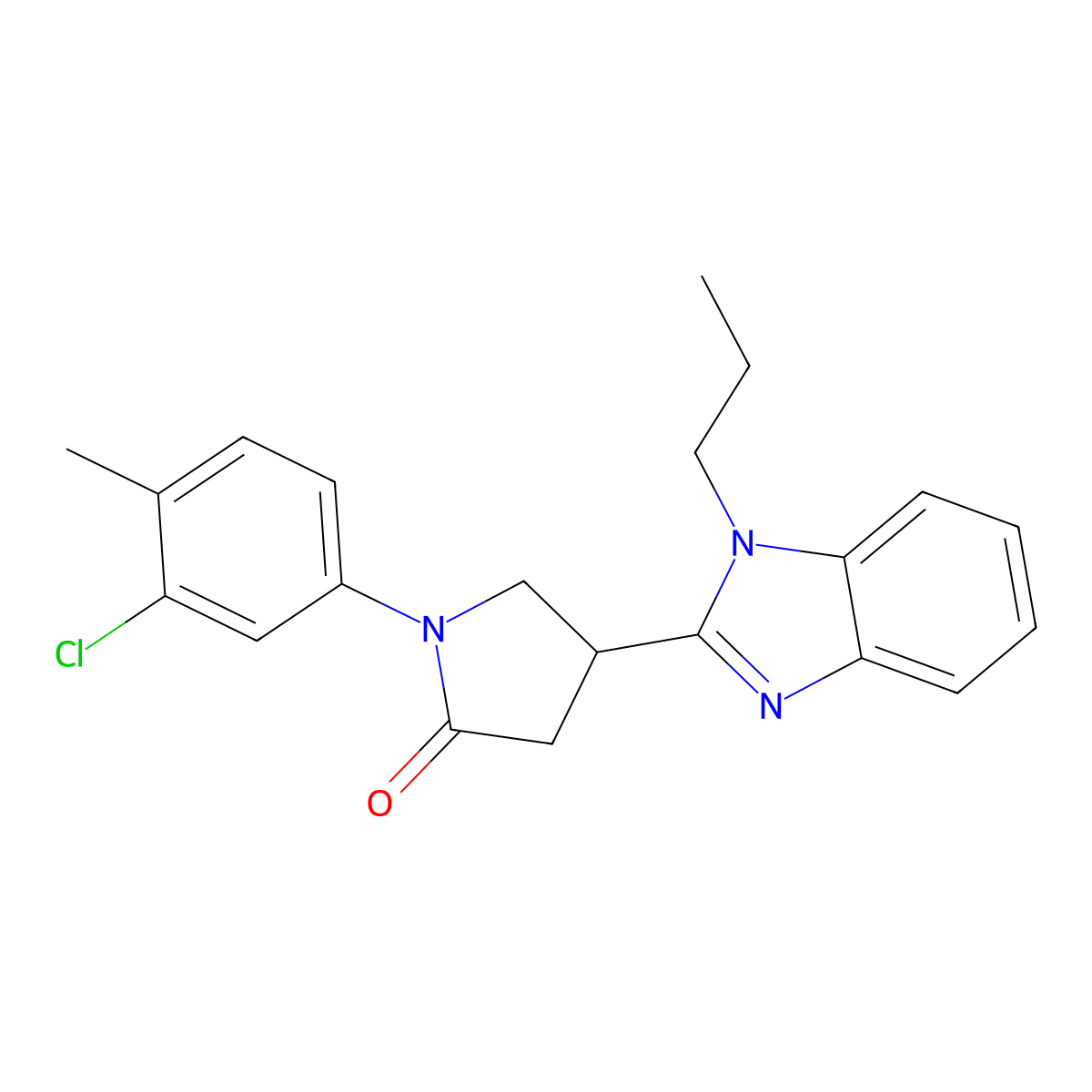 1-(3-chloro-4-methylphenyl)-4-(1-propyl-1H-1,3-benzodiazol-2-yl)pyrrolidin-2-one molecular structure, CAS 847397-35-7