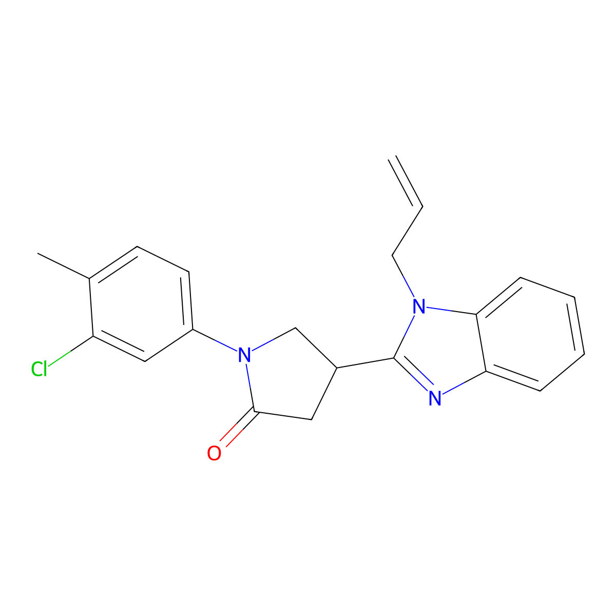 4-(1-allyl-1H-benzo[d]imidazol-2-yl)-1-(3-chloro-4-methylphenyl)pyrrolidin-2-one molecular structure, CAS 847397-36-8