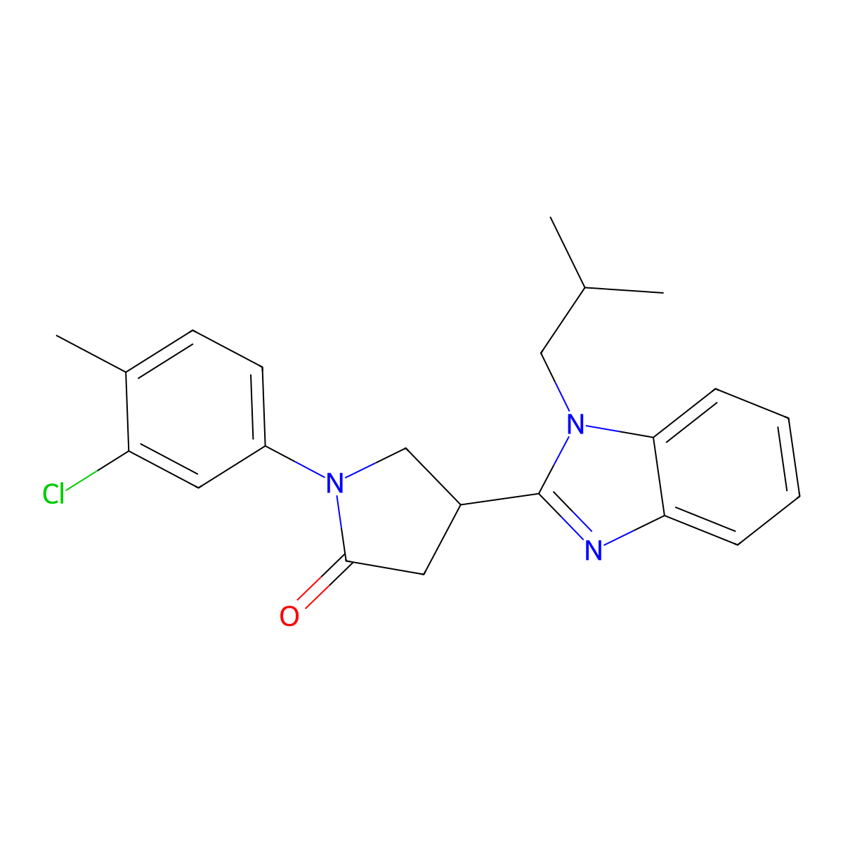 1-(3-chloro-4-methylphenyl)-4-(1-isobutyl-1H-benzo[d]imidazol-2-yl)pyrrolidin-2-one molecular structure, CAS 847397-38-0