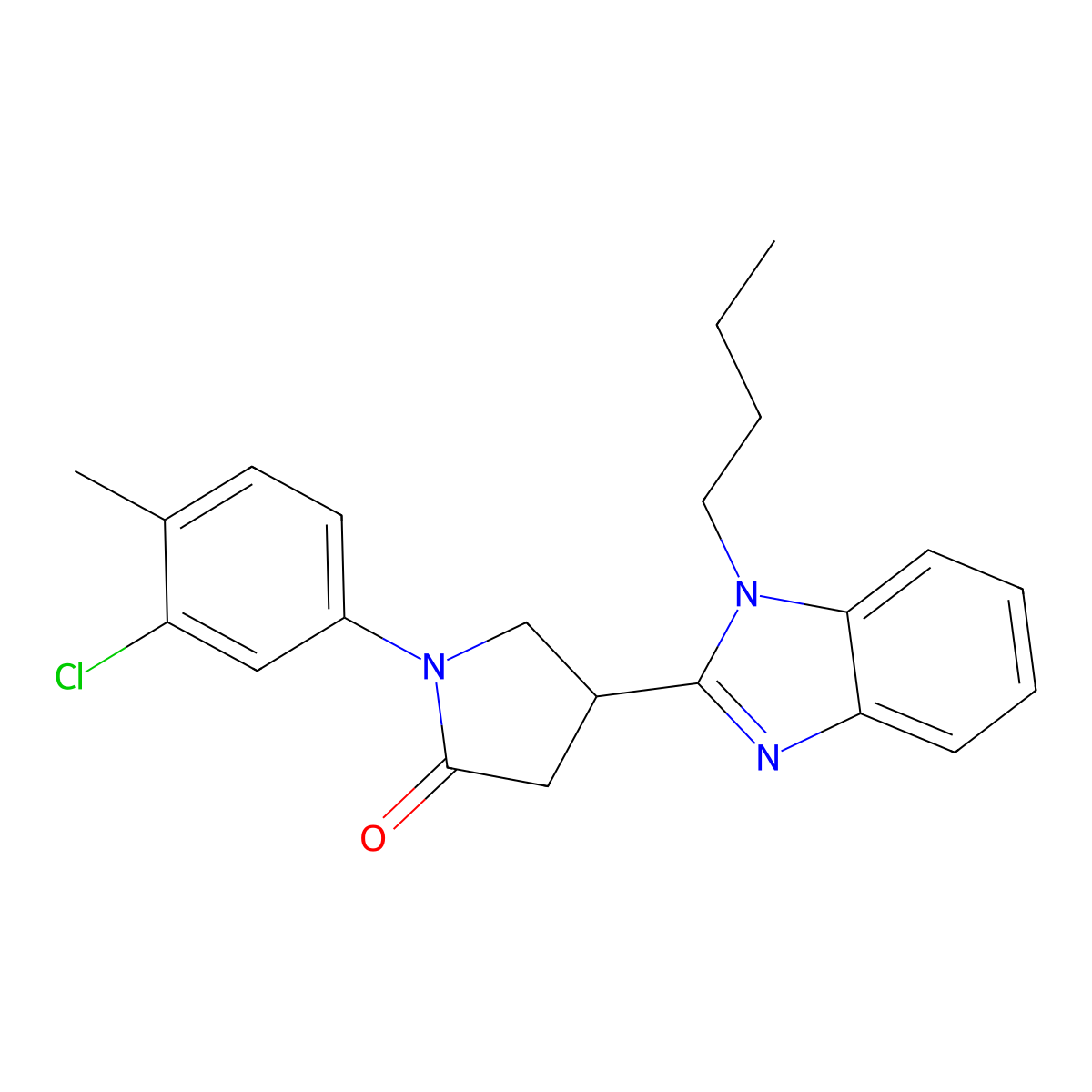 4-(1-Butylbenzimidazol-2-yl)-1-(3-chloro-4-methylphenyl)pyrrolidin-2-one molecular structure, CAS 847397-39-1