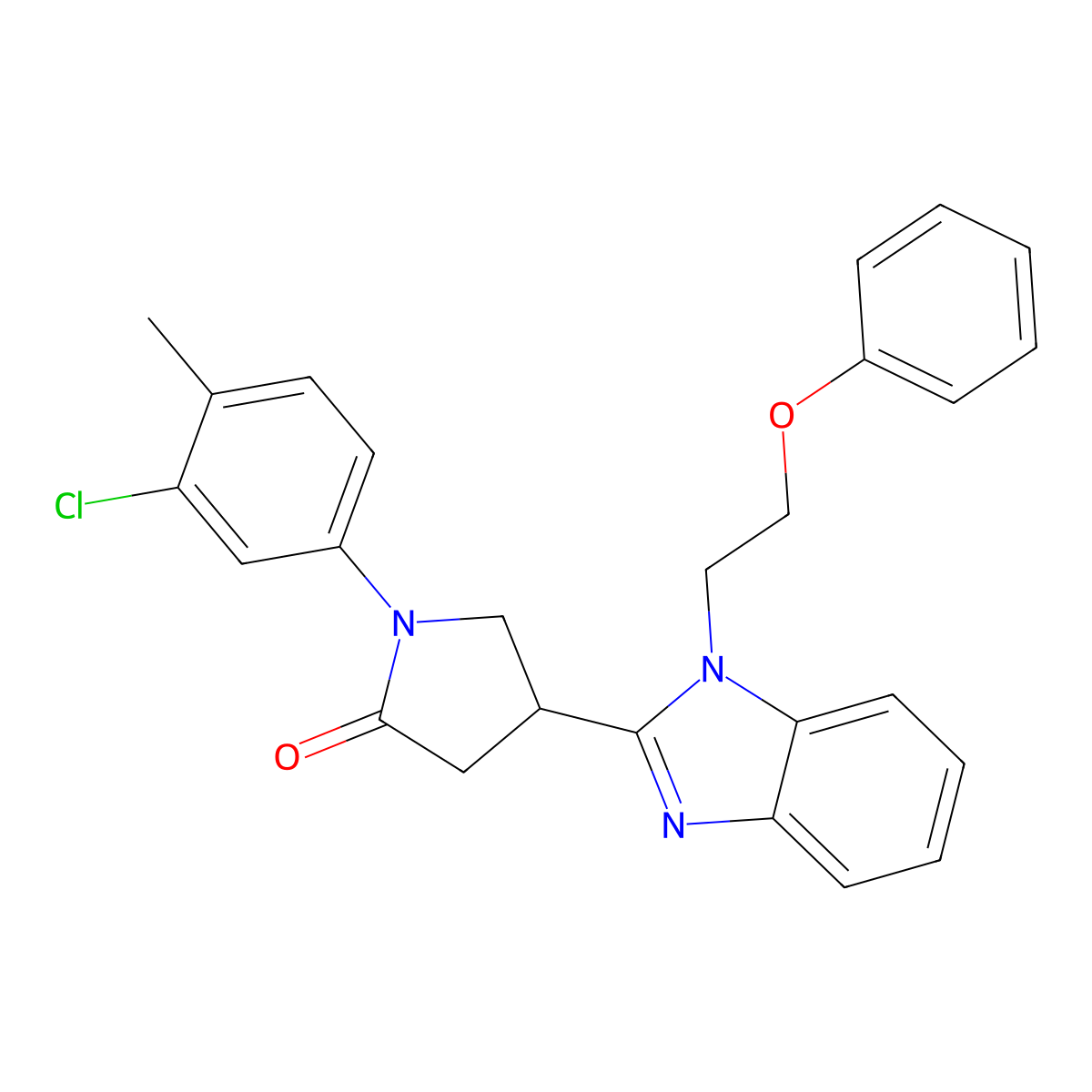 1-(3-chloro-4-methylphenyl)-4-(1-(2-phenoxyethyl)-1H-benzo[d]imidazol-2-yl)pyrrolidin-2-one molecular structure, CAS 847397-40-4