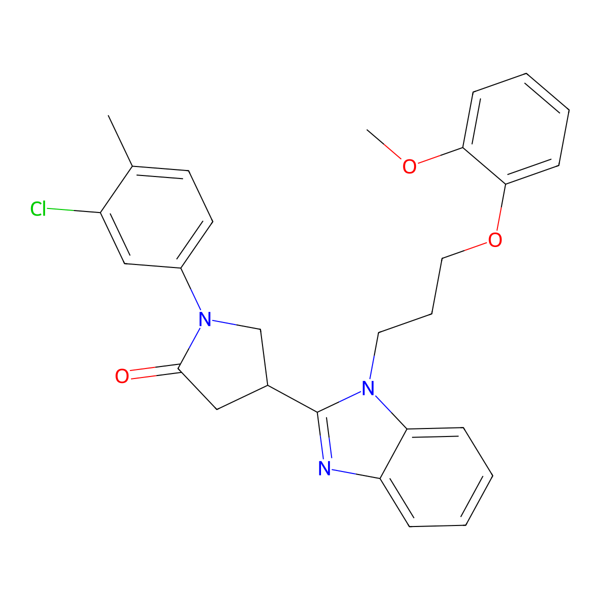 1-(3-Chloro-4-methylphenyl)-4-{1-[3-(2-methoxyphenoxy)propyl]benzimidazol-2-yl}pyrrolidin-2-one molecular structure, CAS 847397-42-6