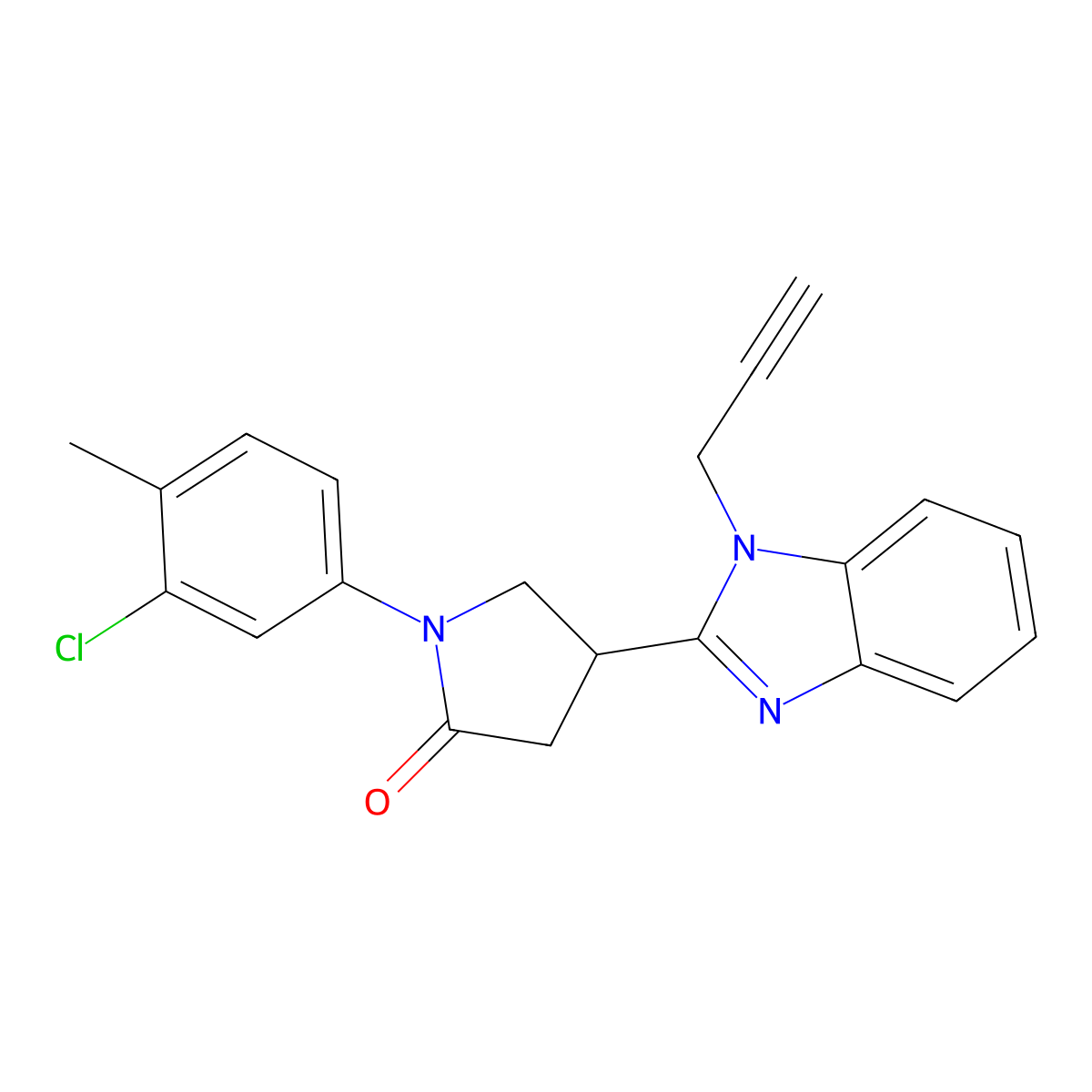 1-(3-Chloro-4-methylphenyl)-4-(1-prop-2-ynylbenzimidazol-2-yl)pyrrolidin-2-one molecular structure, CAS 847397-43-7