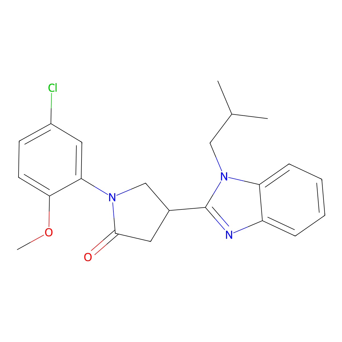 1-(5-chloro-2-methoxyphenyl)-4-[1-(2-methylpropyl)-1H-1,3-benzodiazol-2-yl]pyrrolidin-2-one molecular structure, CAS 847397-50-6