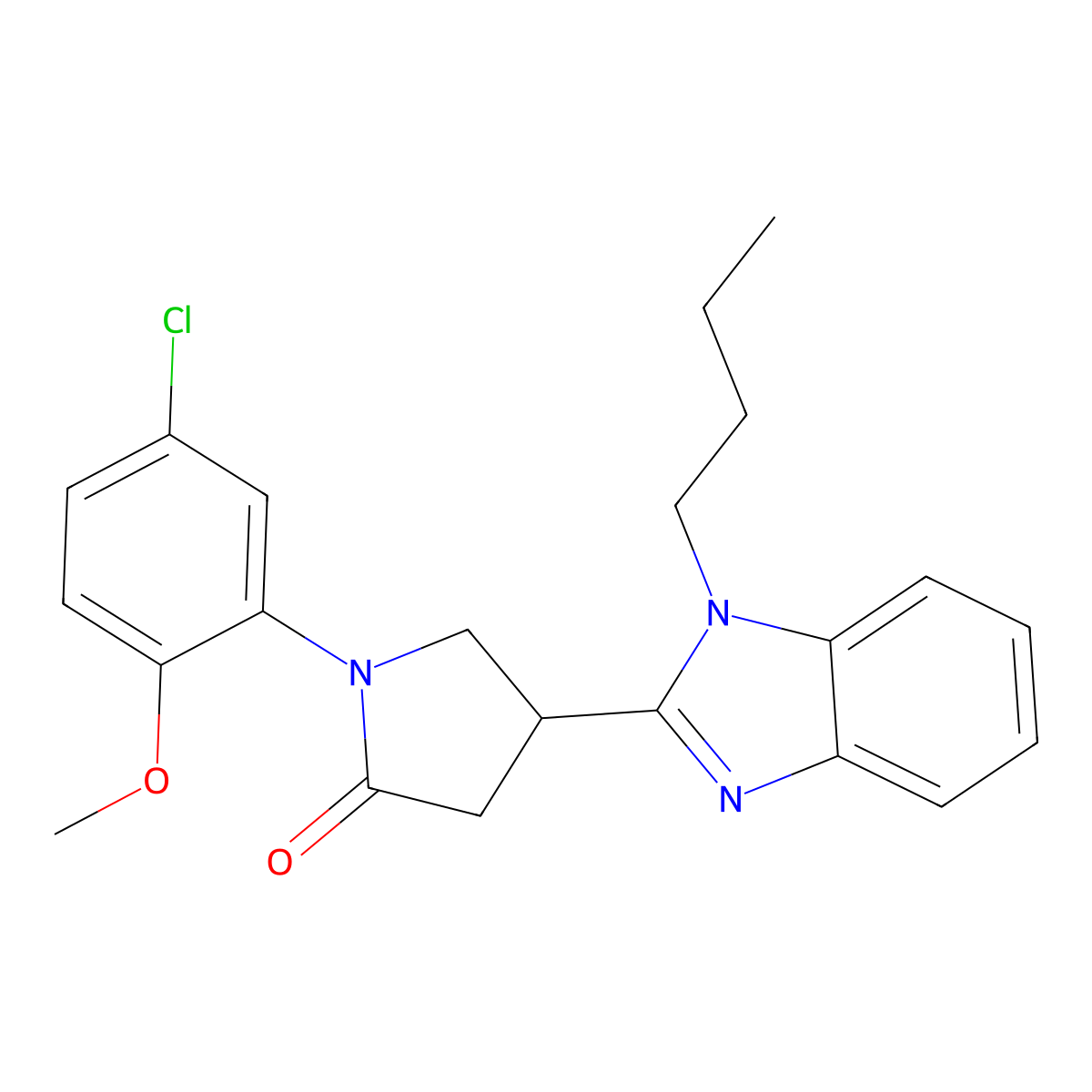 4-(1-Butylbenzimidazol-2-yl)-1-(5-chloro-2-methoxyphenyl)pyrrolidin-2-one molecular structure, CAS 847397-51-7
