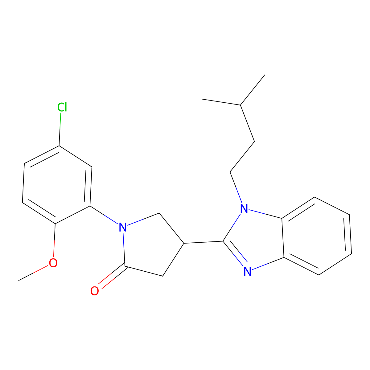 1-(5-chloro-2-methoxyphenyl)-4-(1-isopentyl-1H-benzo[d]imidazol-2-yl)pyrrolidin-2-one molecular structure, CAS 847397-52-8