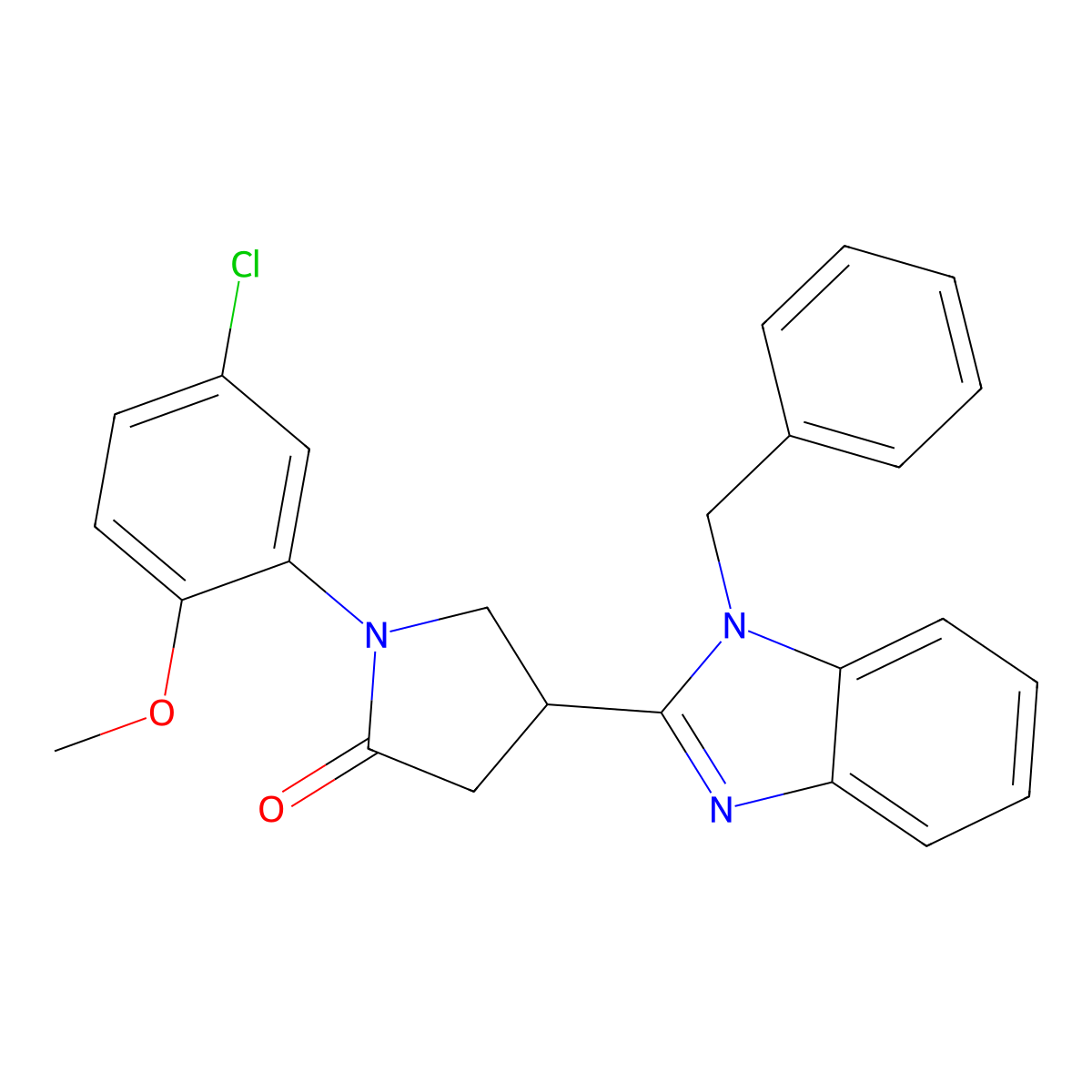 4-(1-benzyl-1H-benzimidazol-2-yl)-1-(5-chloro-2-methoxyphenyl)pyrrolidin-2-one molecular structure, CAS 847397-53-9