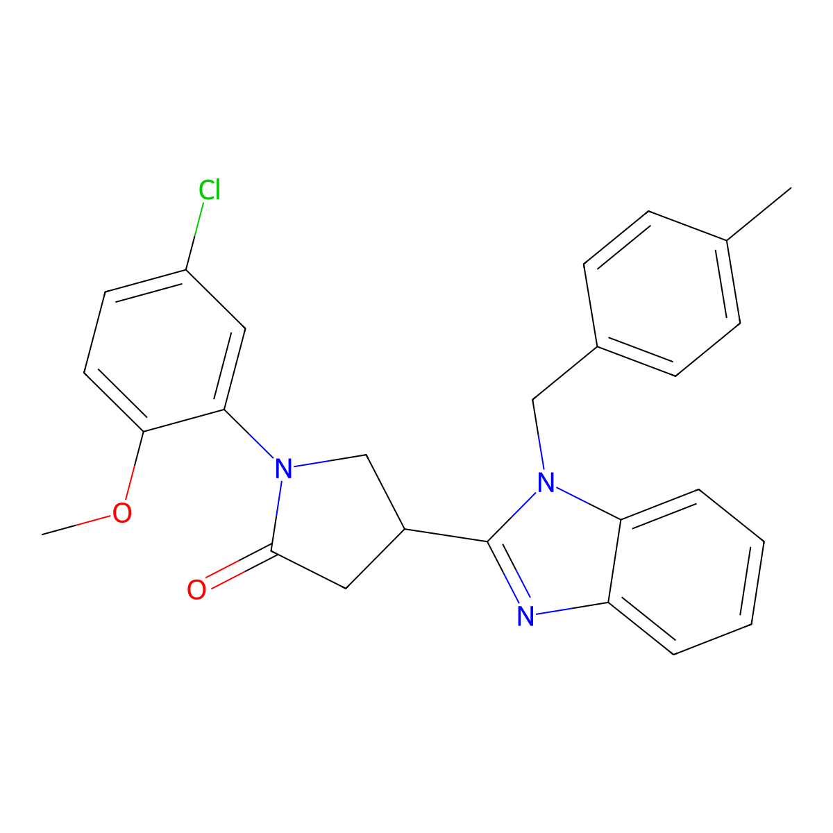 1-(5-chloro-2-methoxyphenyl)-4-[1-(4-methylbenzyl)-1H-benzimidazol-2-yl]pyrrolidin-2-one molecular structure, CAS 847397-56-2